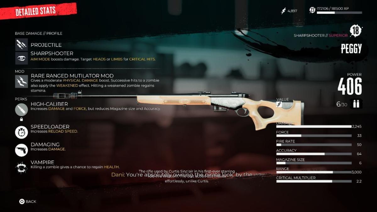 Armas de atirador de elite de Dead Island 2