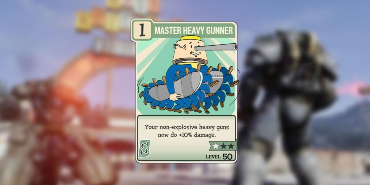 imagem mostrando o cartão de privilégio mestre artilheiro pesado para power armor.