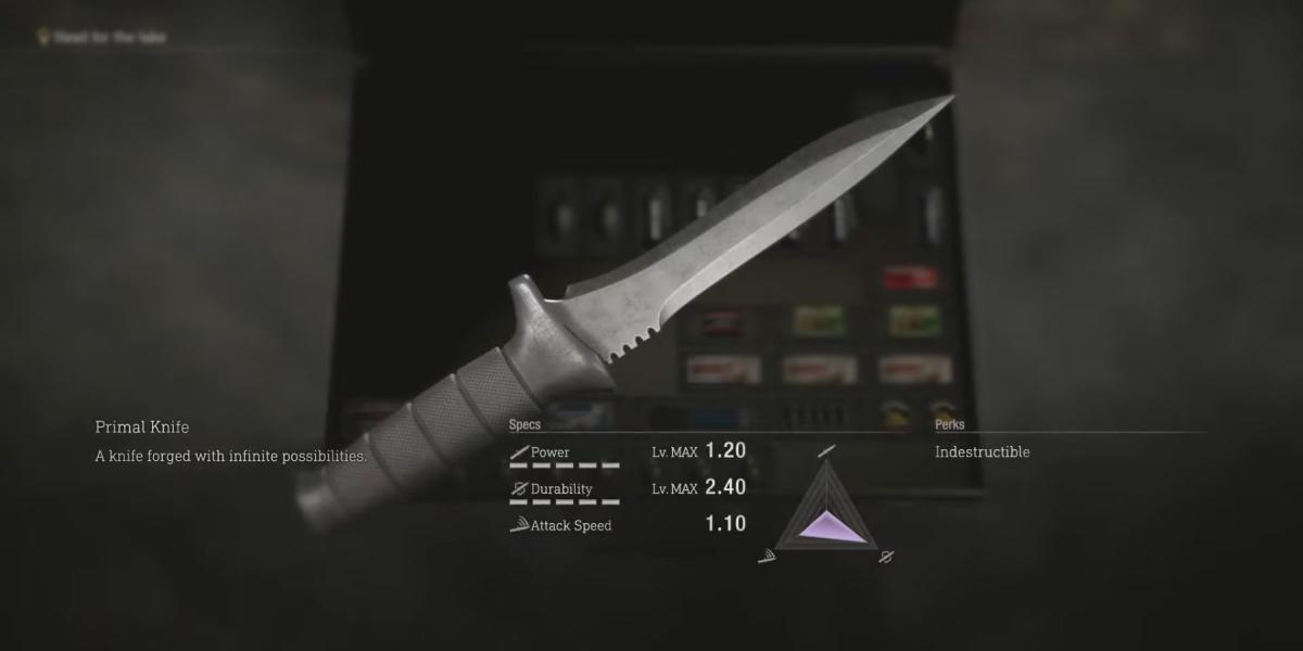 imagem mostrando a faca primal no remake de resident evil 4.