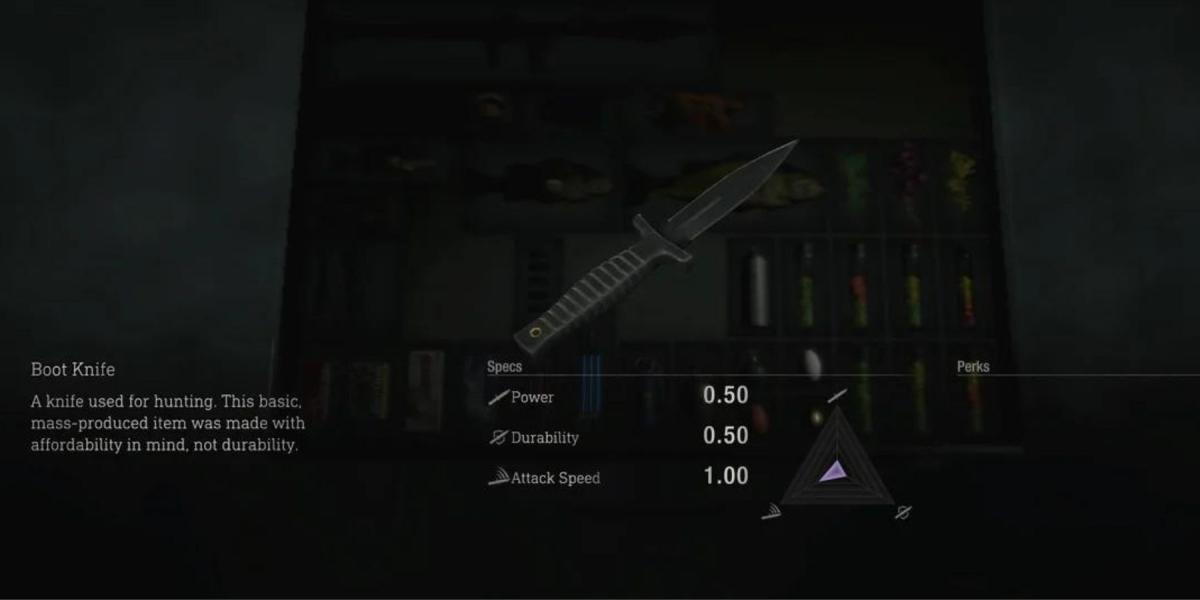 imagem mostrando uma faca de bota no re4 remake.