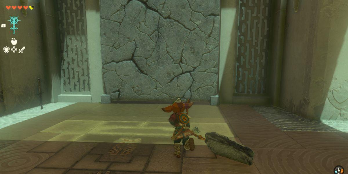 Zelda Tears of the Kingdom Kadaunar Shrine Guia passo a passo Solução de parede quebrável de fusível de laje