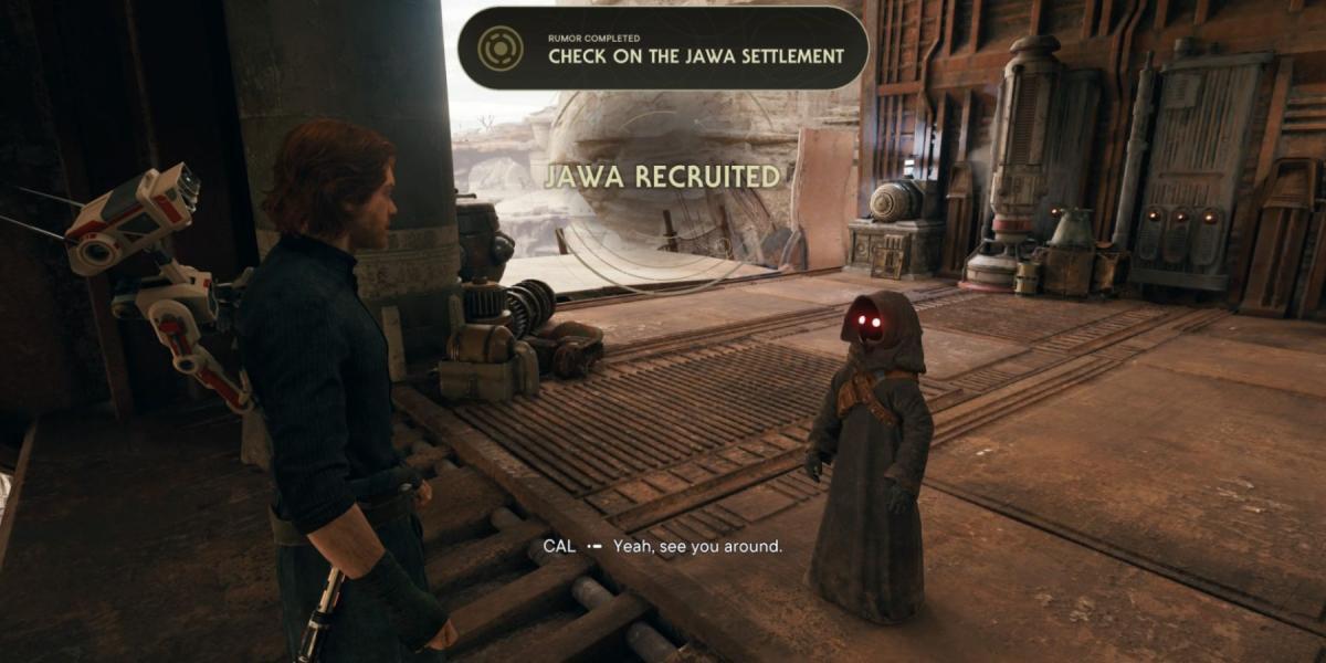 Cal fala com um Jawa em Star Wars Jedi: Survivor