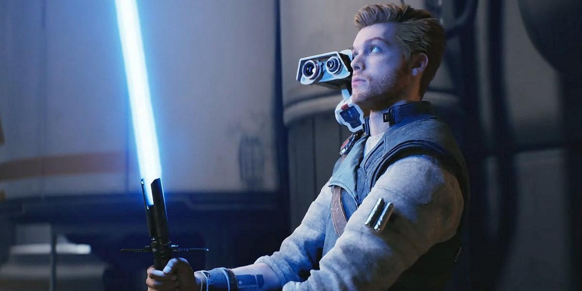 Imagem de Star Wars Jedi: Survivor mostrando Cal Kestis segurando um sabre de luz.