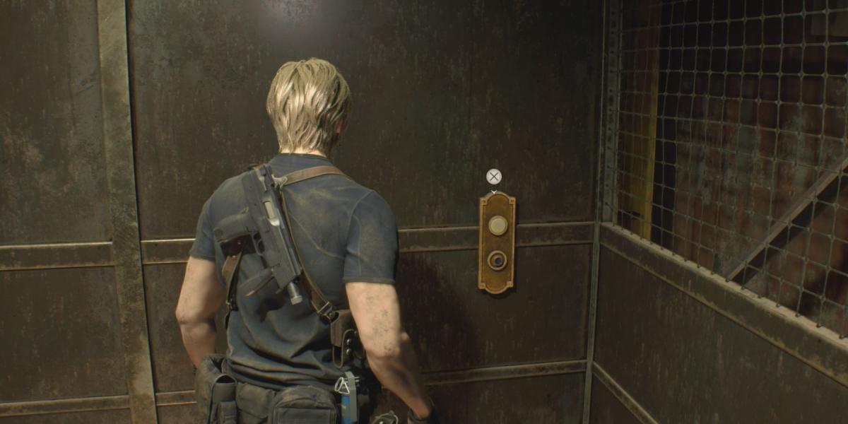 Leon opera um elevador no remake de Resident Evil 4