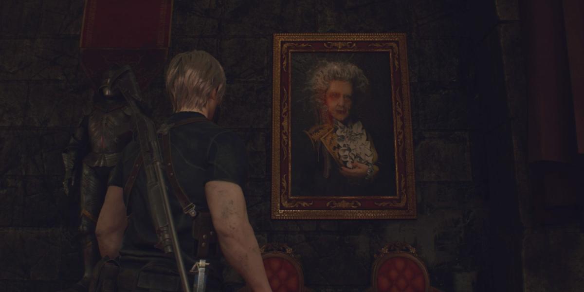 Leon encontra um retrato de Ramon Salazar no remake de Resident Evil 4