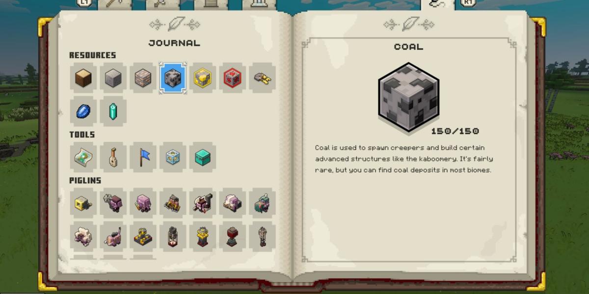 Carvão em Minecraft Legends