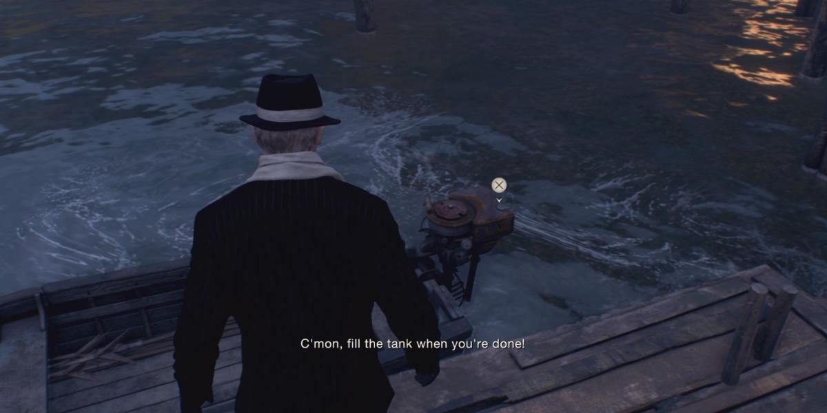 Leon encontra um barco em Resident Evil 4 Remake