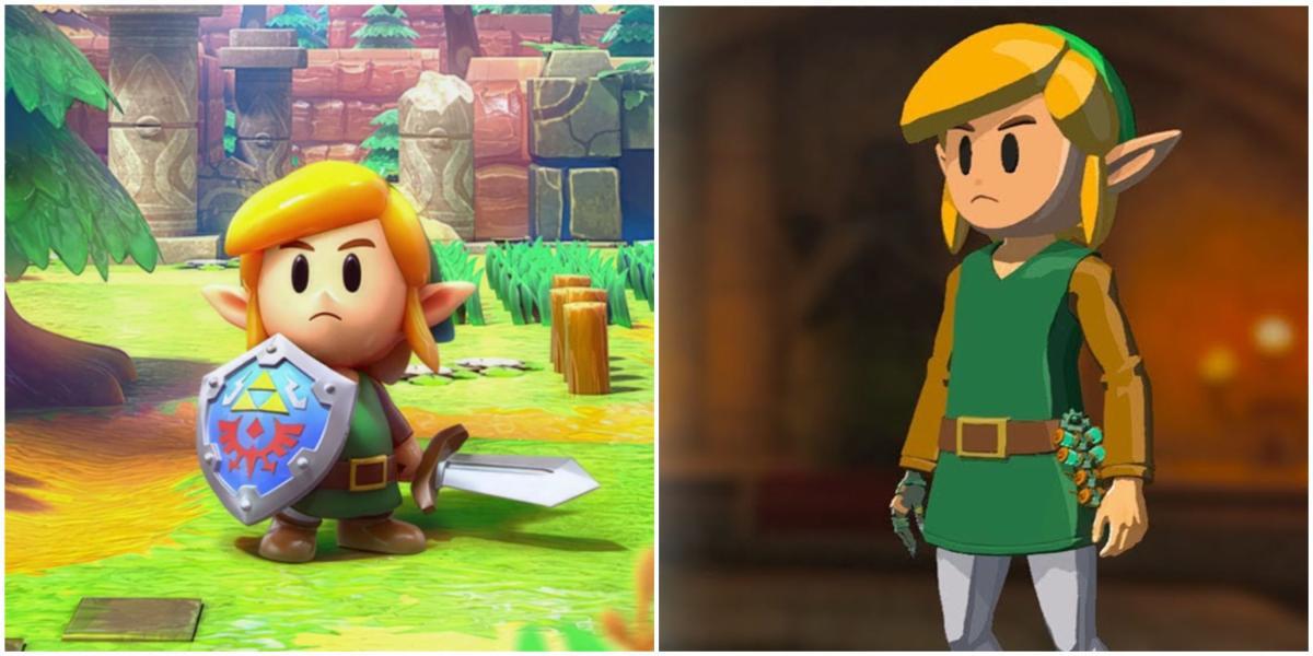 Link em The Legend of Zelda: Link's Awakening e Tears of the Kingdom