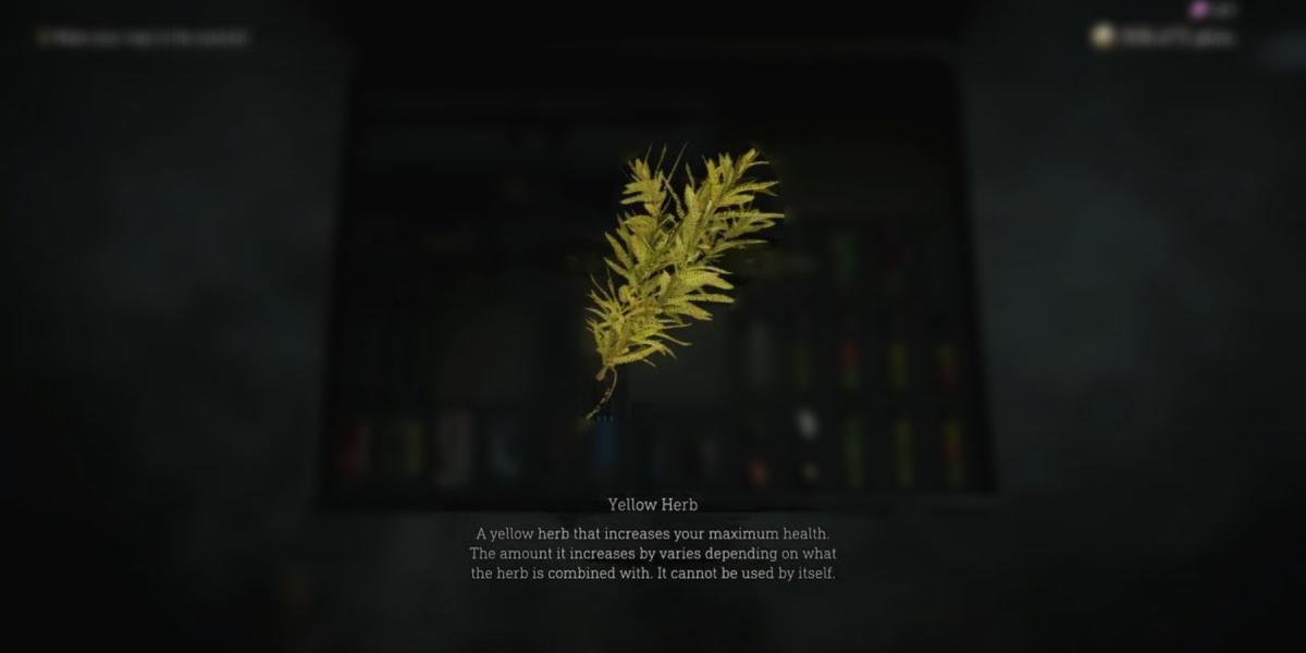 imagem mostrando uma erva amarela no resident evil 4 remake.