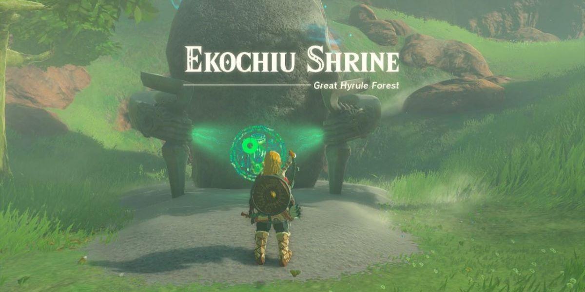 Link chega ao Santuário Ekochiu em Tears of the Kingdom