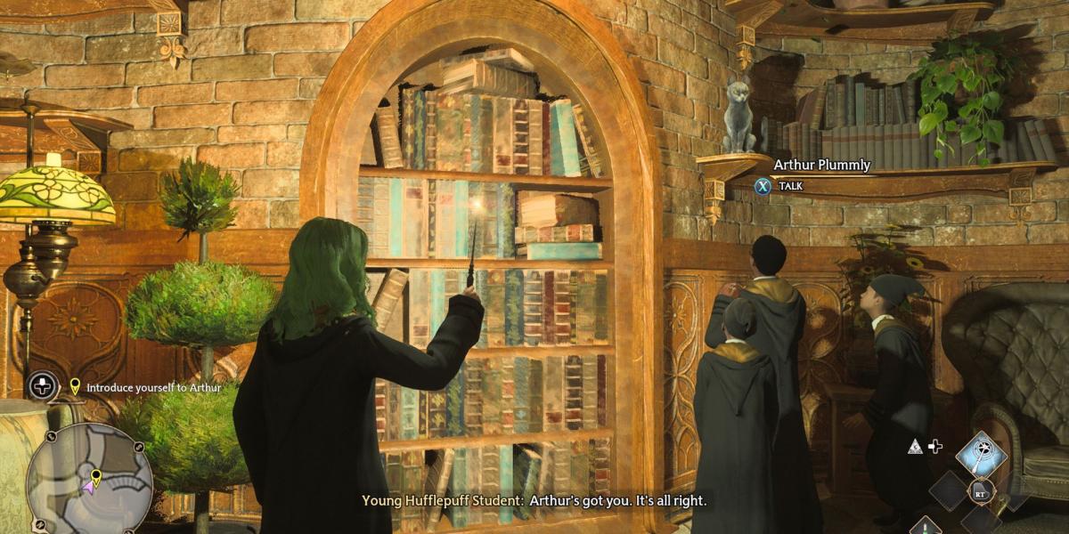legado de hogwarts sala comum da lufa-lufa porta secreta da estante