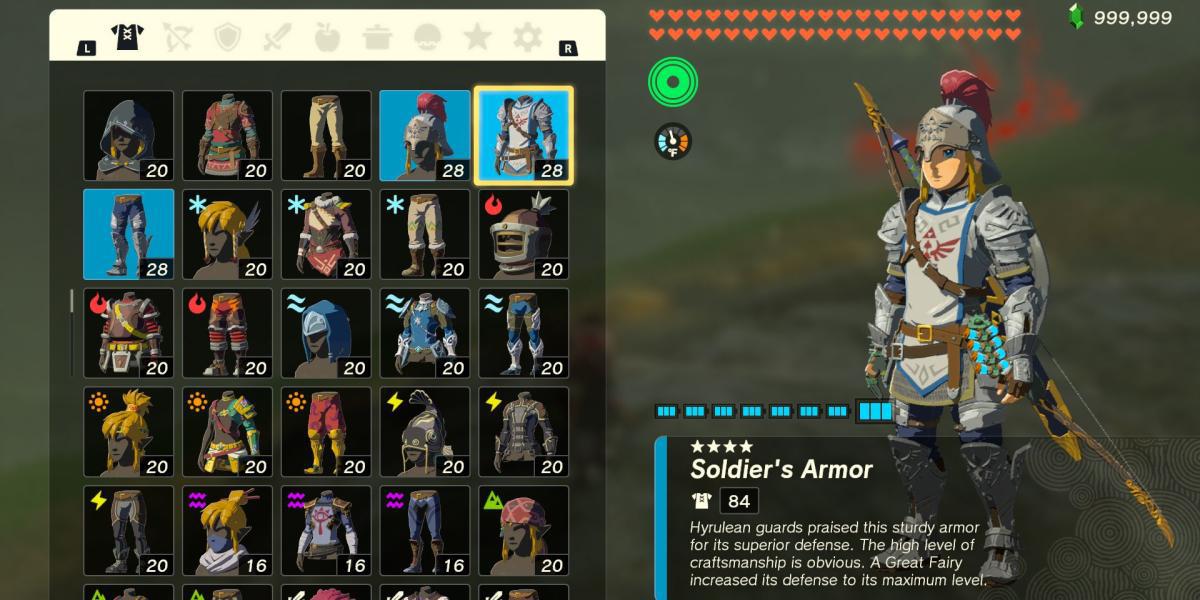 Conjunto de armadura do soldado em The Legend of Zelda: Tears of the Kingdom