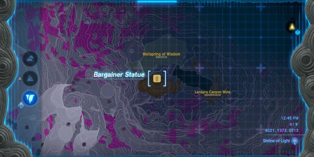 The Legend of Zelda Tears Of The Kingdom - Wellspring Of Wisdom Bargainer Statue Localização no mapa