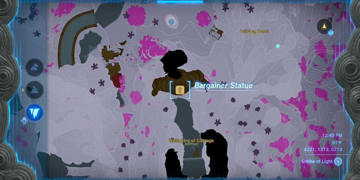The Legend of Zelda Tears Of The Kingdom - Wellspring Of Courage Bargainer Statue Localização no mapa