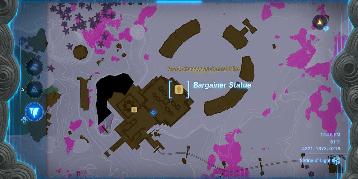 The Legend of Zelda Tears Of The Kingdom - Localização da Mina Central Abandonada no Mapa