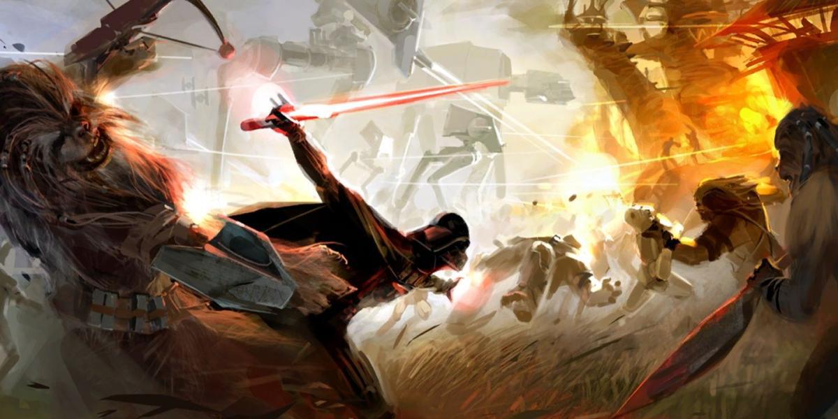 Arte conceitual de Darth Vader em Kashyyyk em Star Wars: The Force Unleashed