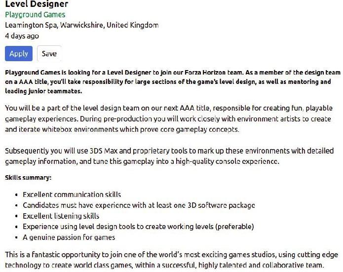 Desenvolvimento do Forza Horizon 6 aparentemente confirmado pela lista de empregos