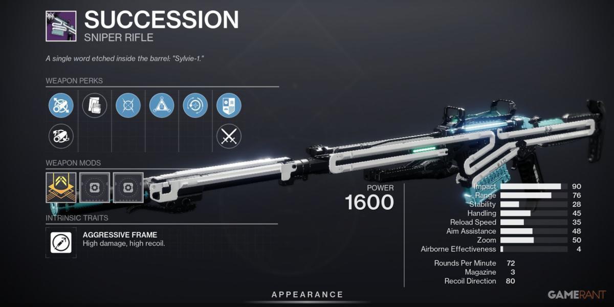 Destiny 2 sucessão rifle de sniper da Crypt de pedra profunda