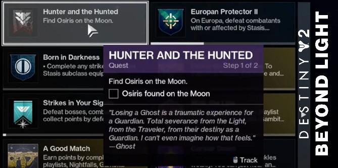 Destiny 2: Onde está Osíris na Lua para Hunter and the Hunted Quest