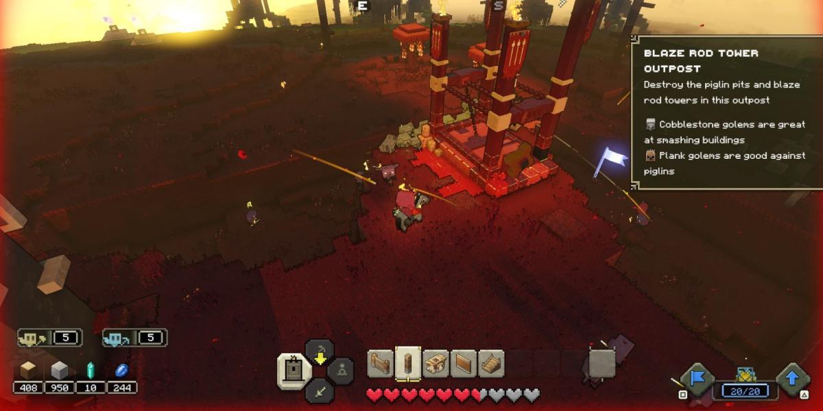 Atacando um Piglin Pit em Minecraft Legends