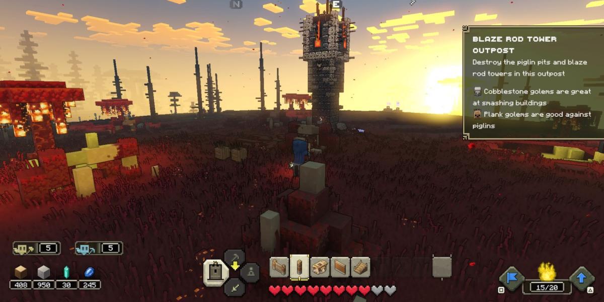 Atacando uma Blaze Tower em Minecraft Legends
