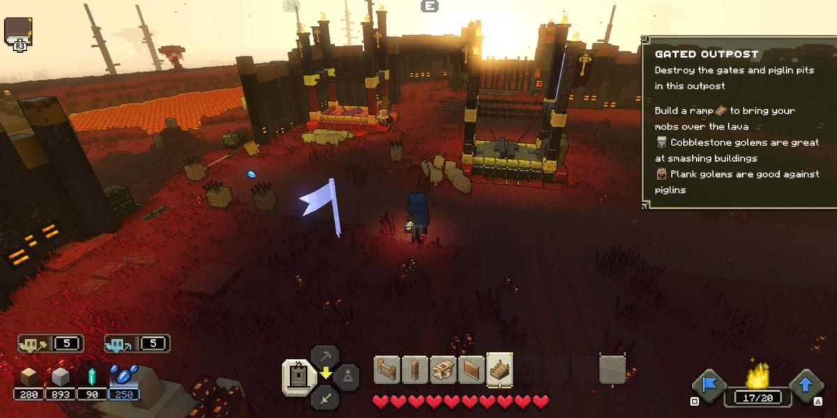 Destruindo Piglin Pits em Minecraft Legends