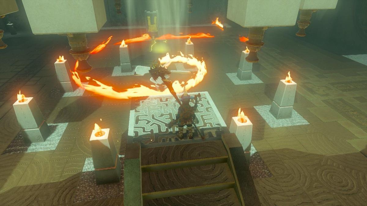 Zelda Tears of the Kingdom Gemimik Shrine Fan Flame Spiral