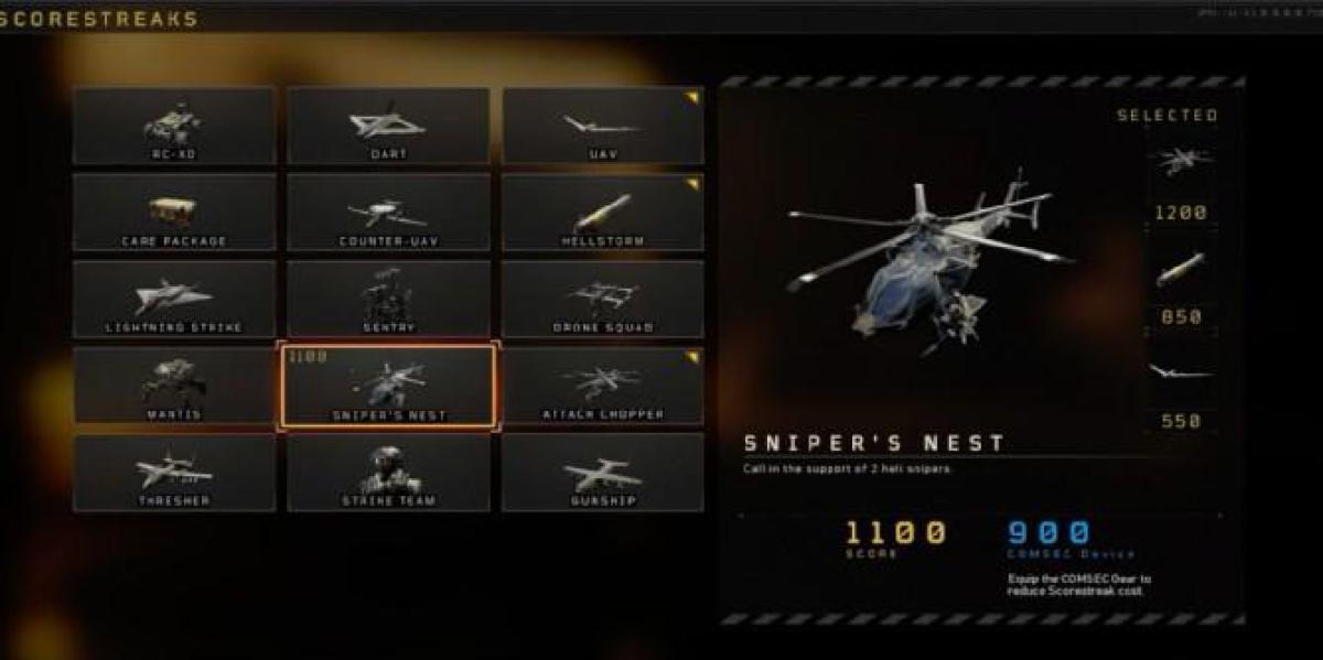 Dicas de bug da Guerra Fria de Call of Duty: Black Ops no Sniper s Nest Scorestreak