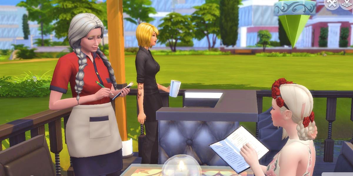 The Sims 4 Jantar fora do restaurante Pedir comida