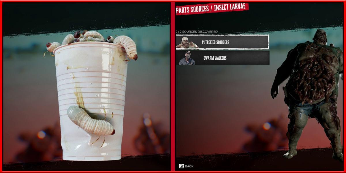 Dead Island 2 - Guia de peças de zumbis - Modelo de larvas de insetos e onde cultivá-las