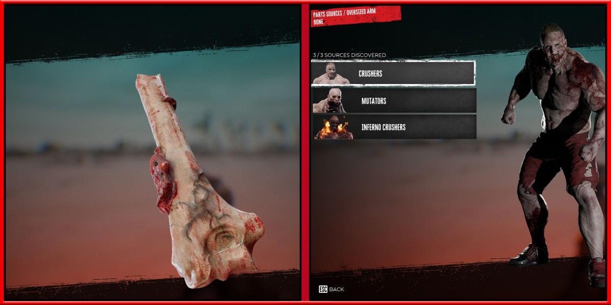 Dead Island 2 - Guia de peças de zumbis - modelo de osso de braço grande e onde reuni-los