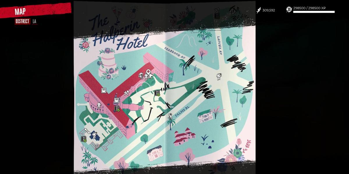 Dead Island 2 - Guia de Partes de Zumbis - Mapa do Hotel Halperin