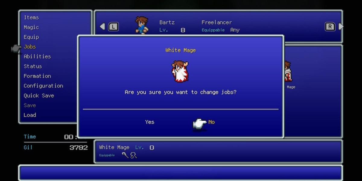 Bartz como um Mago Branco em Final Fantasy 5