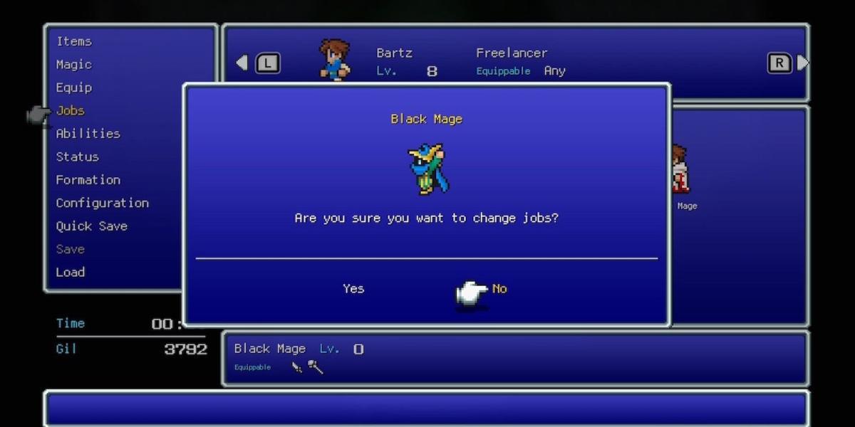 Bartz como um Mago Negro em Final Fantasy 5