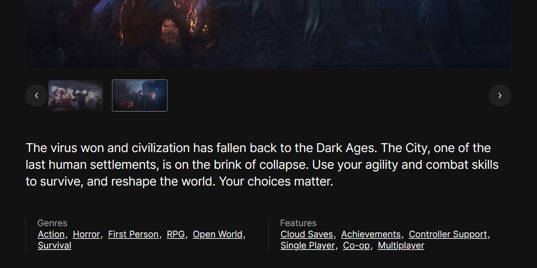Dying Light 2 em listas de lojas da Epic Games que não estão no jogo