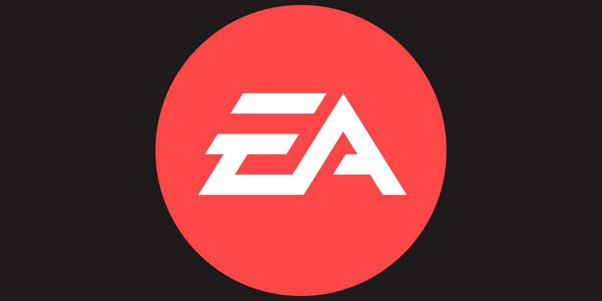 Electronic Arts EA emblema vermelho coral fundo cinza escuro