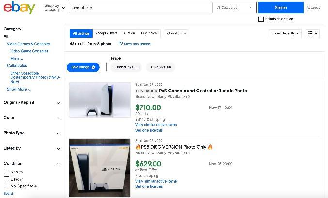 eBay trabalhando para impedir golpistas de vender fotos de consoles PS5