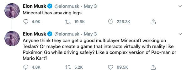 Elon Musk quer mais jogos em carros da Tesla, aparentemente
