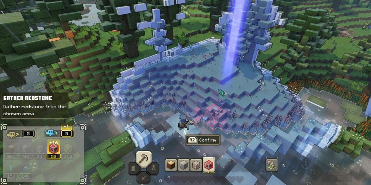 Mineração Redstone em Minecraft Legends