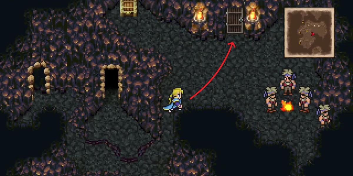Edgar explora a Caverna do Veldt em Final Fantasy 6