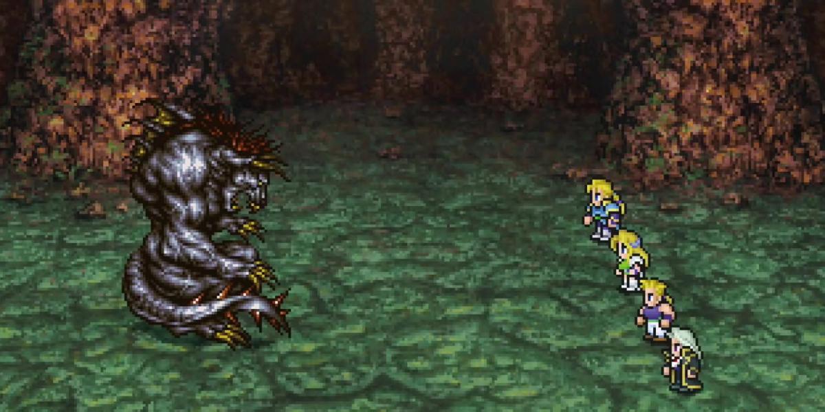Lutando contra o Rei Behemoth em Final Fantasy 6