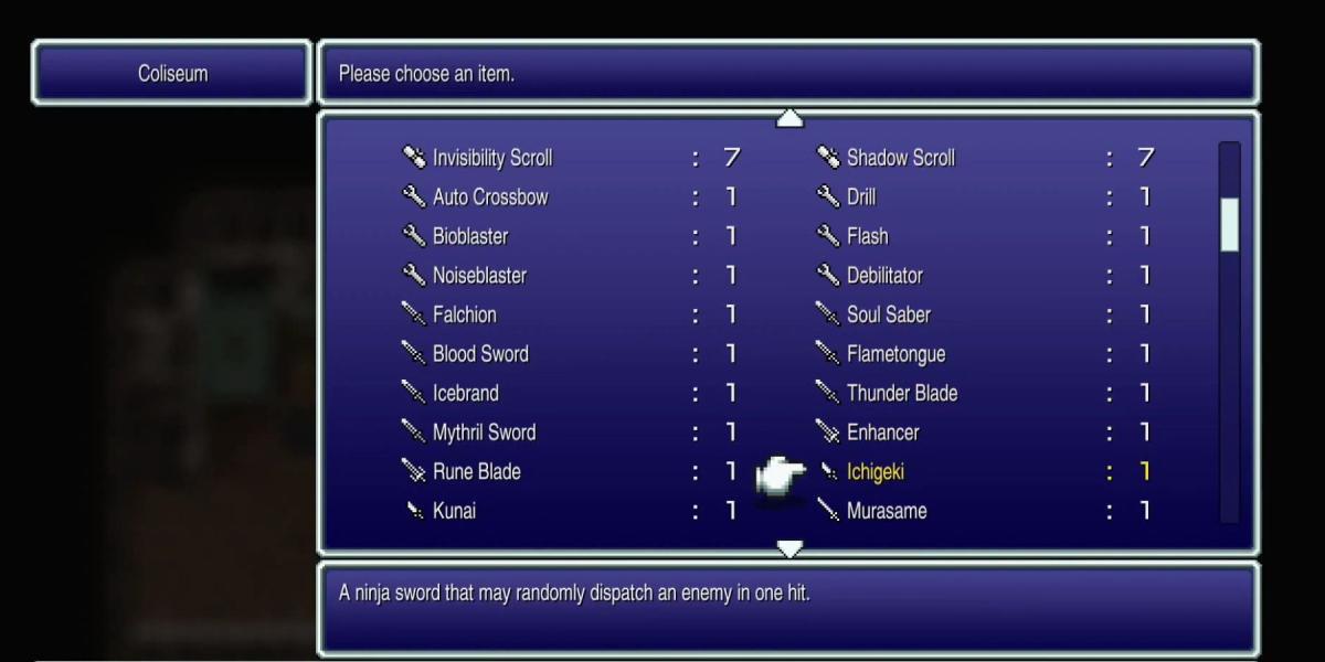 A arma Ichigeki em Final Fantasy 6
