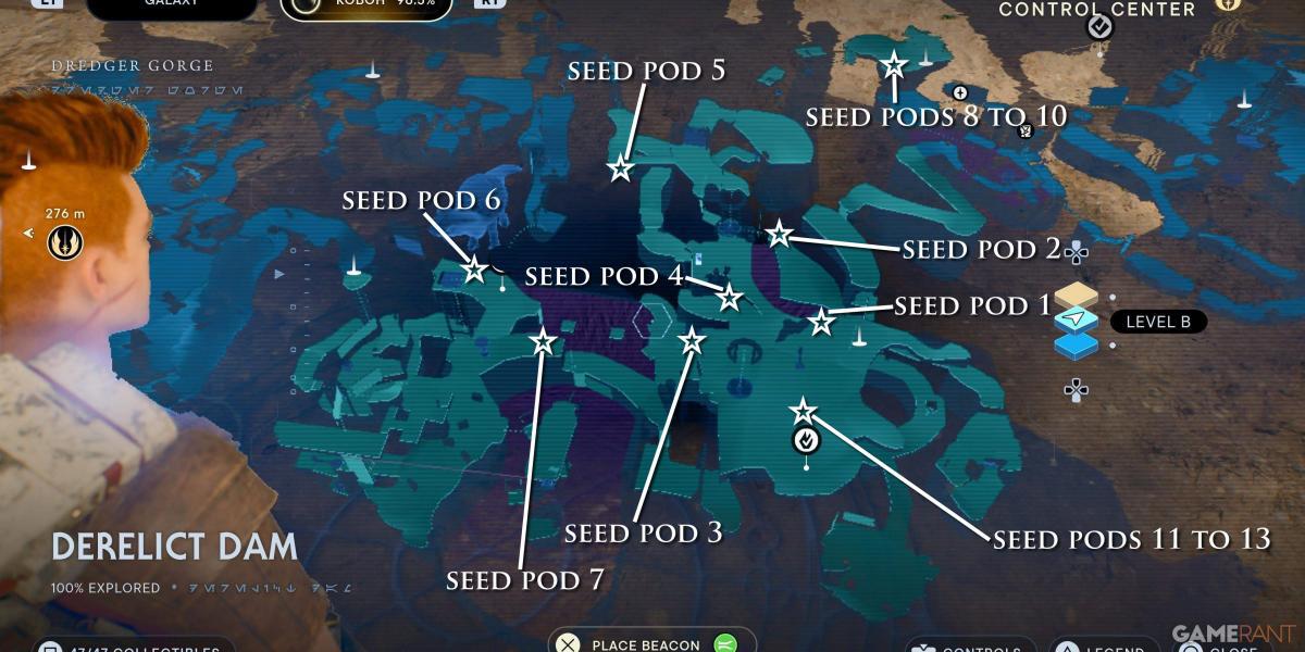 Mapa de cápsula de semente de represa abandonada de sobrevivente Jedi de Star Wars