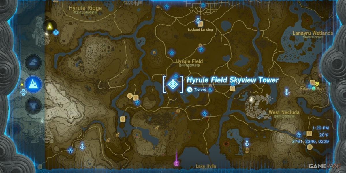 Hyrule Field Skyview Tower Legend of Zelda Lágrimas do Reino