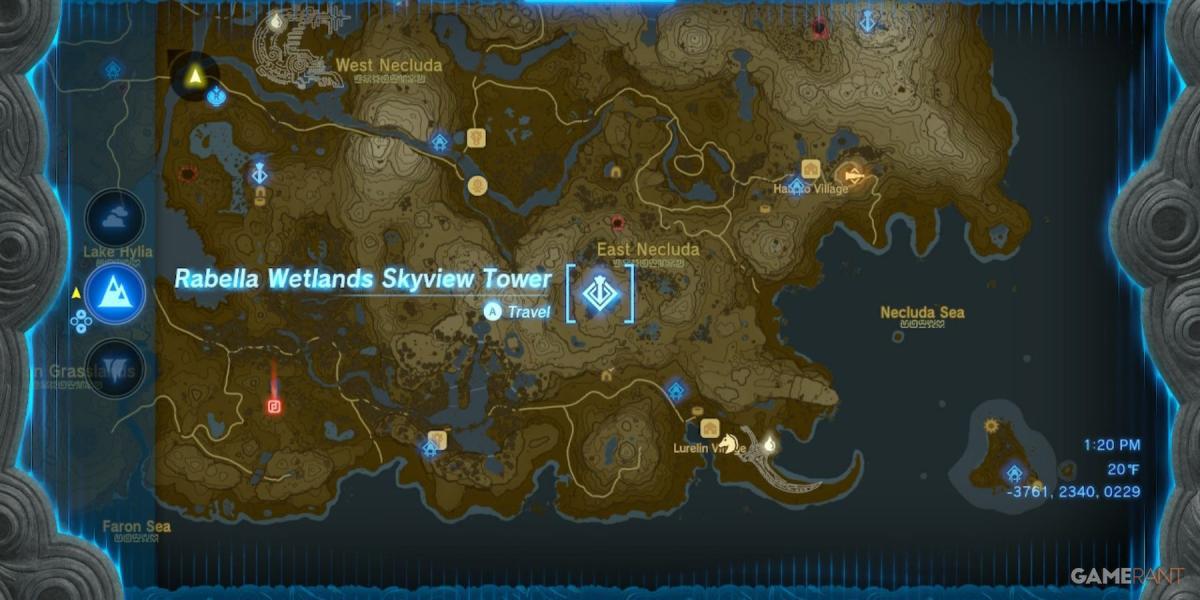 Rabella Wetlands Skyview Tower Lenda de Zelda Lágrimas do Reino