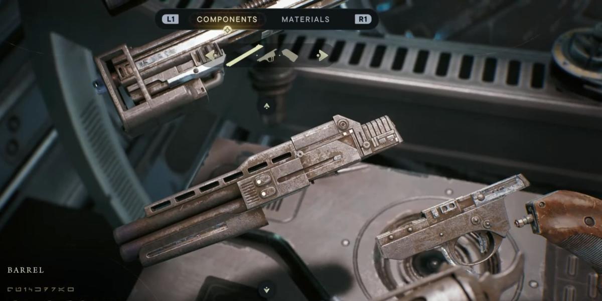 imagem mostrando a personalização do blaster no sobrevivente de Star Wars Jedi.