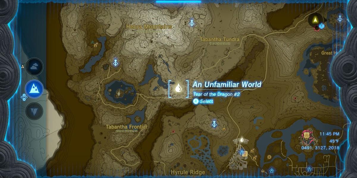 Zelda Tears of the Kingdom - Localização da memória de Tear 2 no mapa