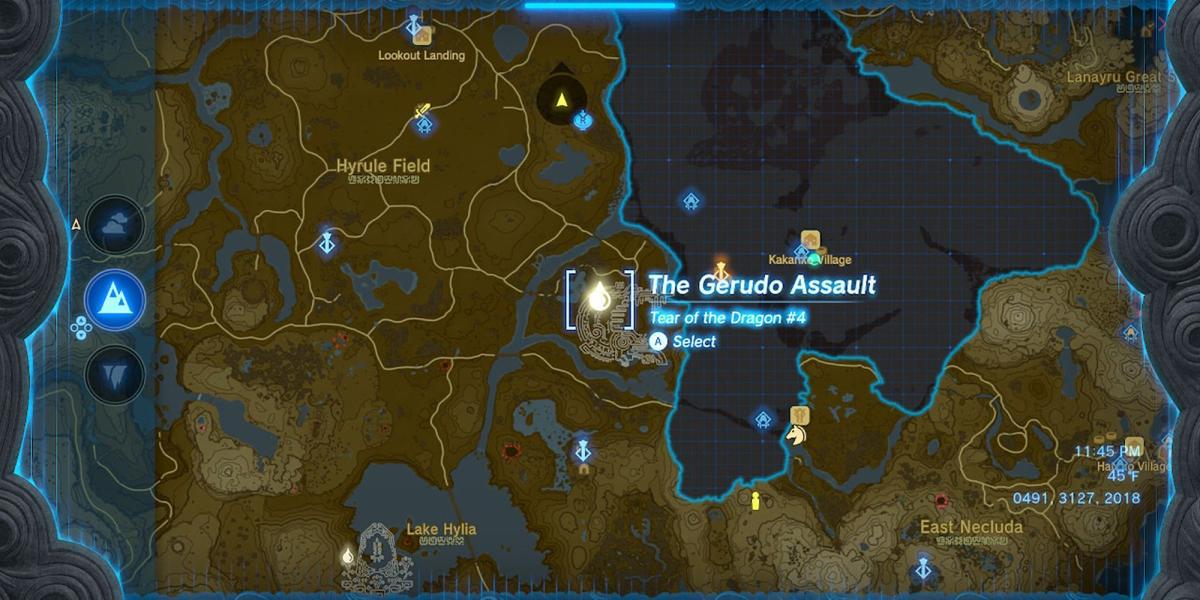 Zelda Tears of the Kingdom - Localização de Tear 4 no mapa