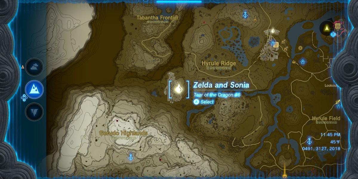 Zelda Tears of the Kingdom - Localização de Tear 6 no mapa