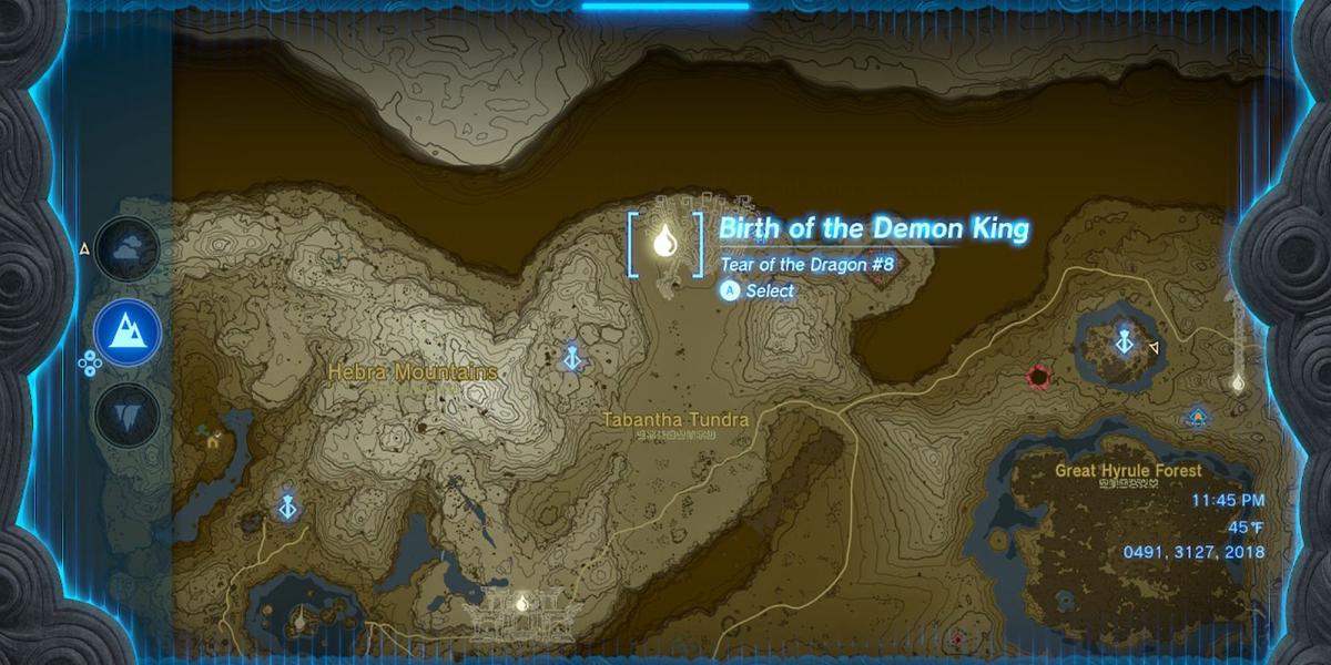 Zelda Tears of the Kingdom - Localização de Tear 8 no mapa